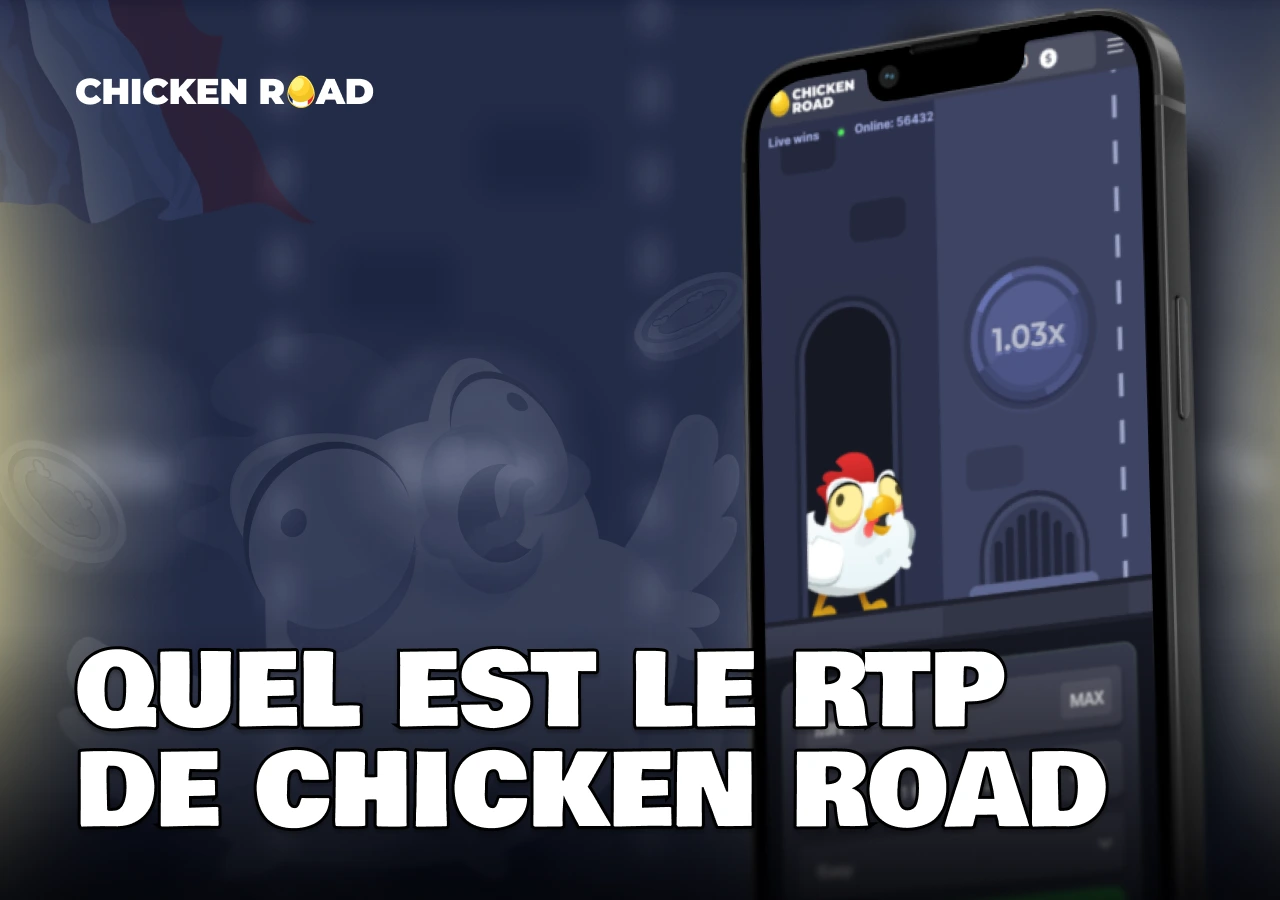 Capture de Chicken Road sur mobile avec question en français concernant le RTP du jeu en ligne